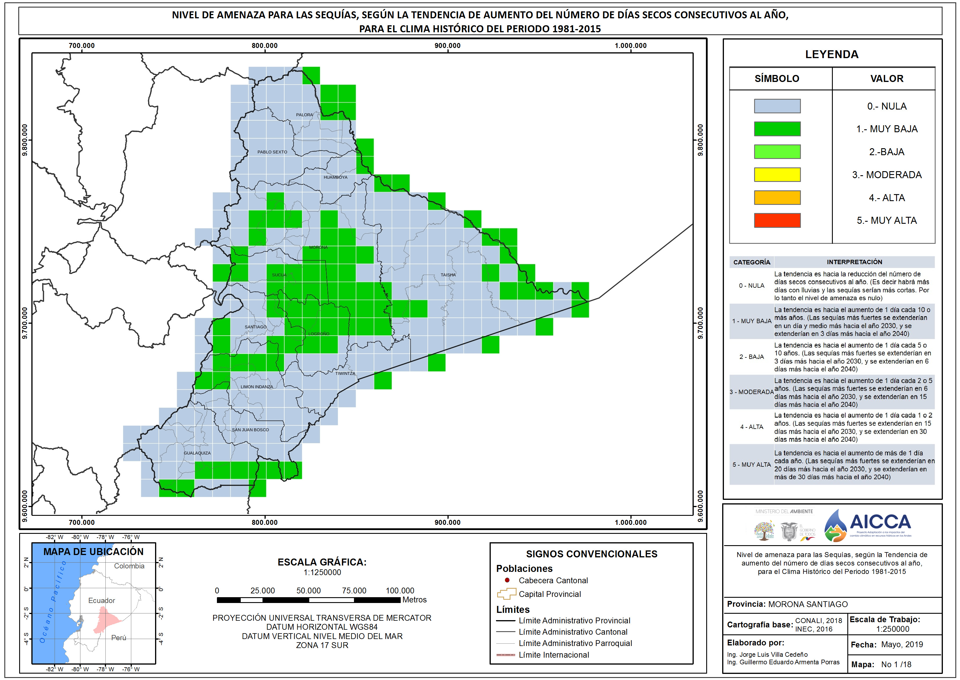 Mapa de índice de sequías provincia Morona Santiago