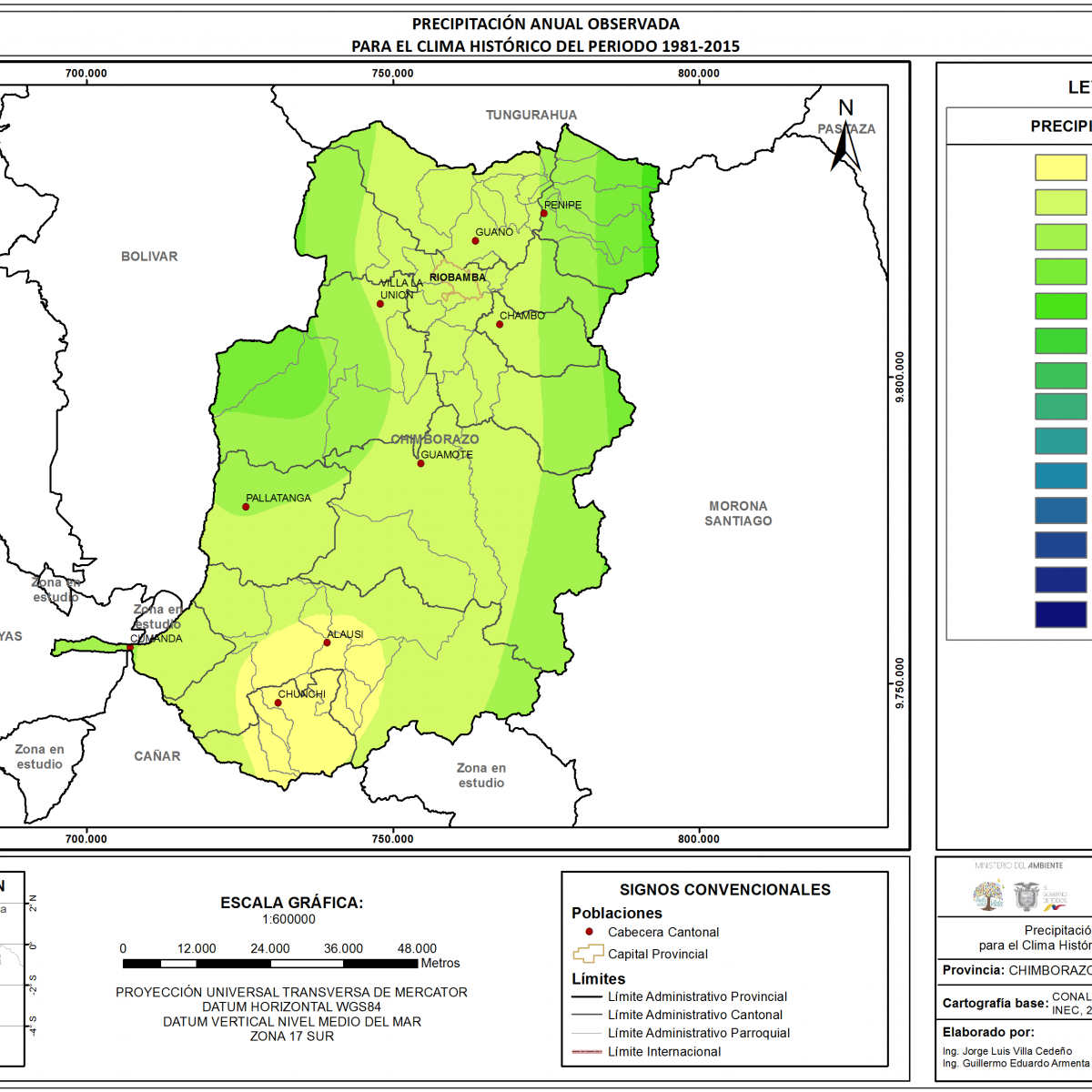 Mapa de precipitación Provincia Chimborazo