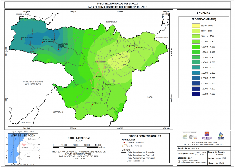 Mapa de precipitación provincia Pichincha